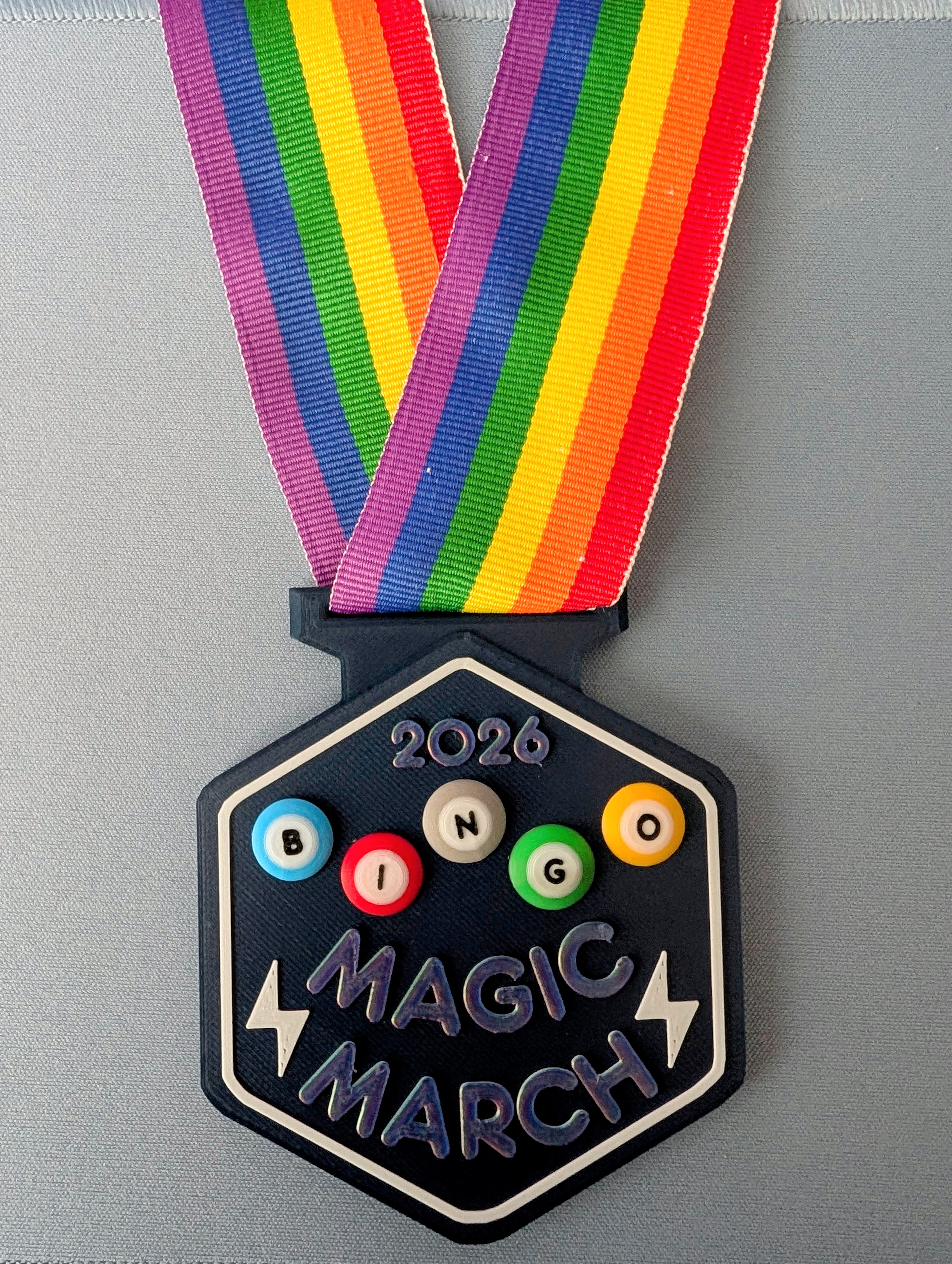 Fitness challenge medals.