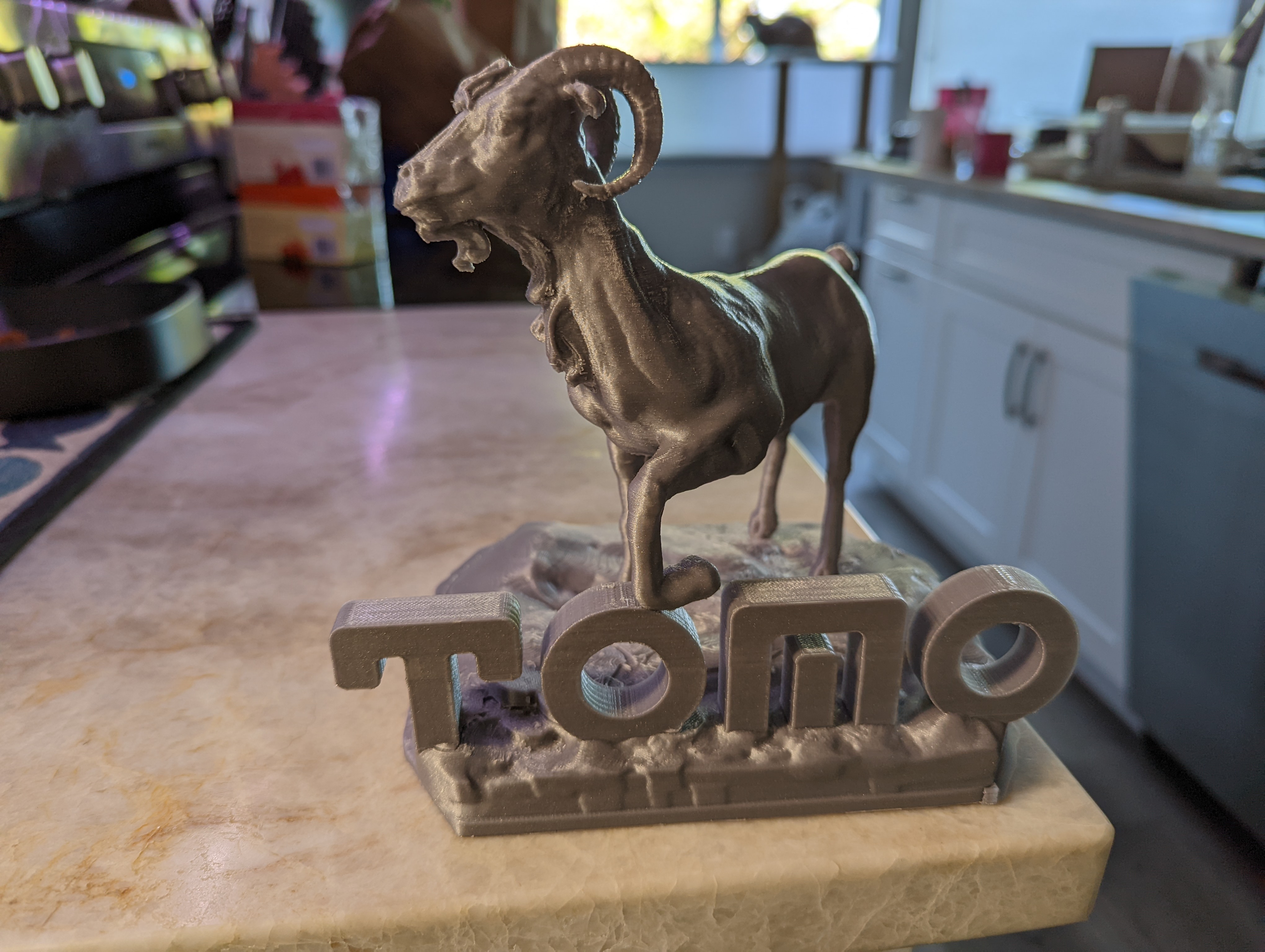Company goat display piece.