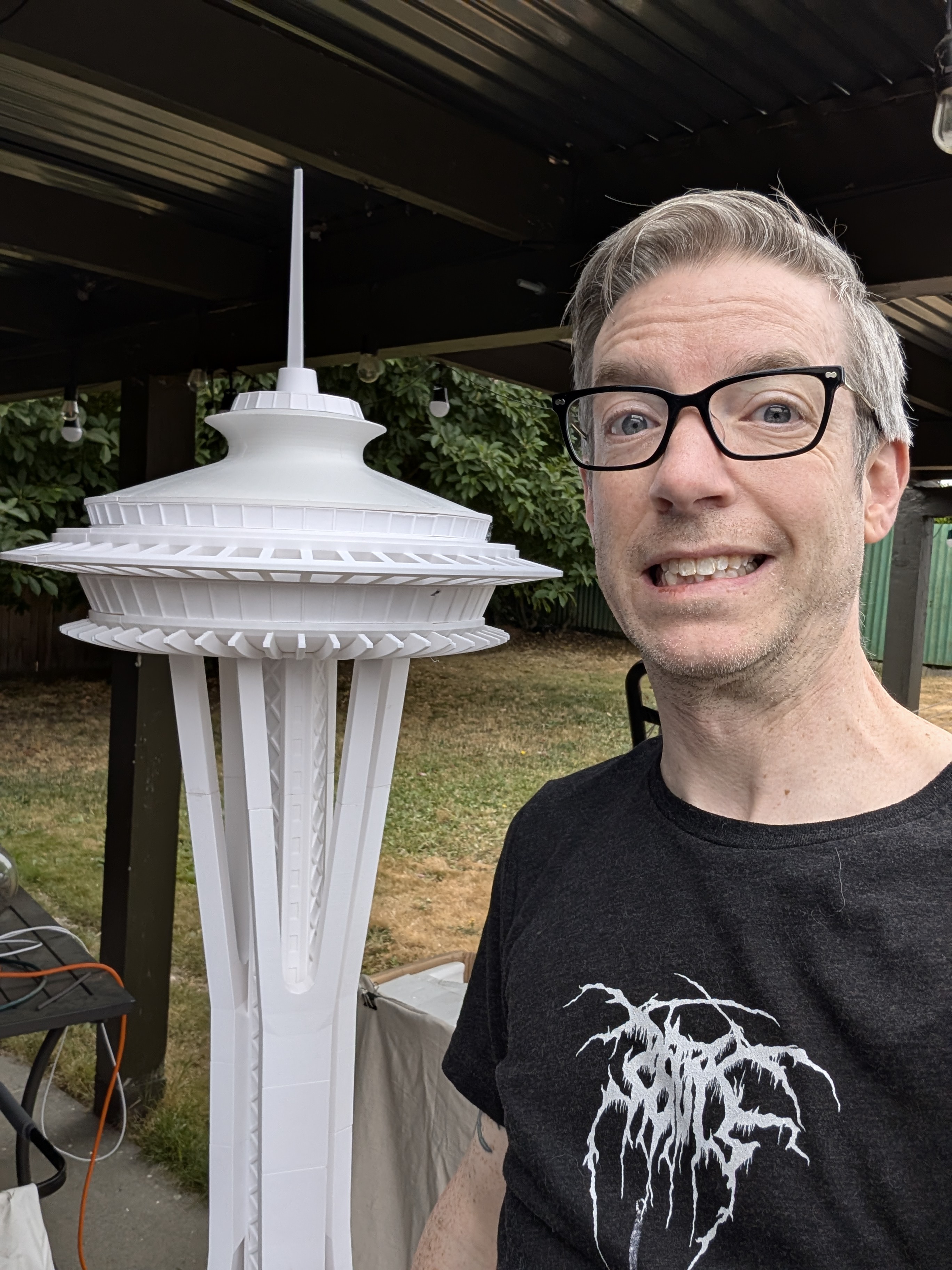 Large 3D printed Space Needle display piece.