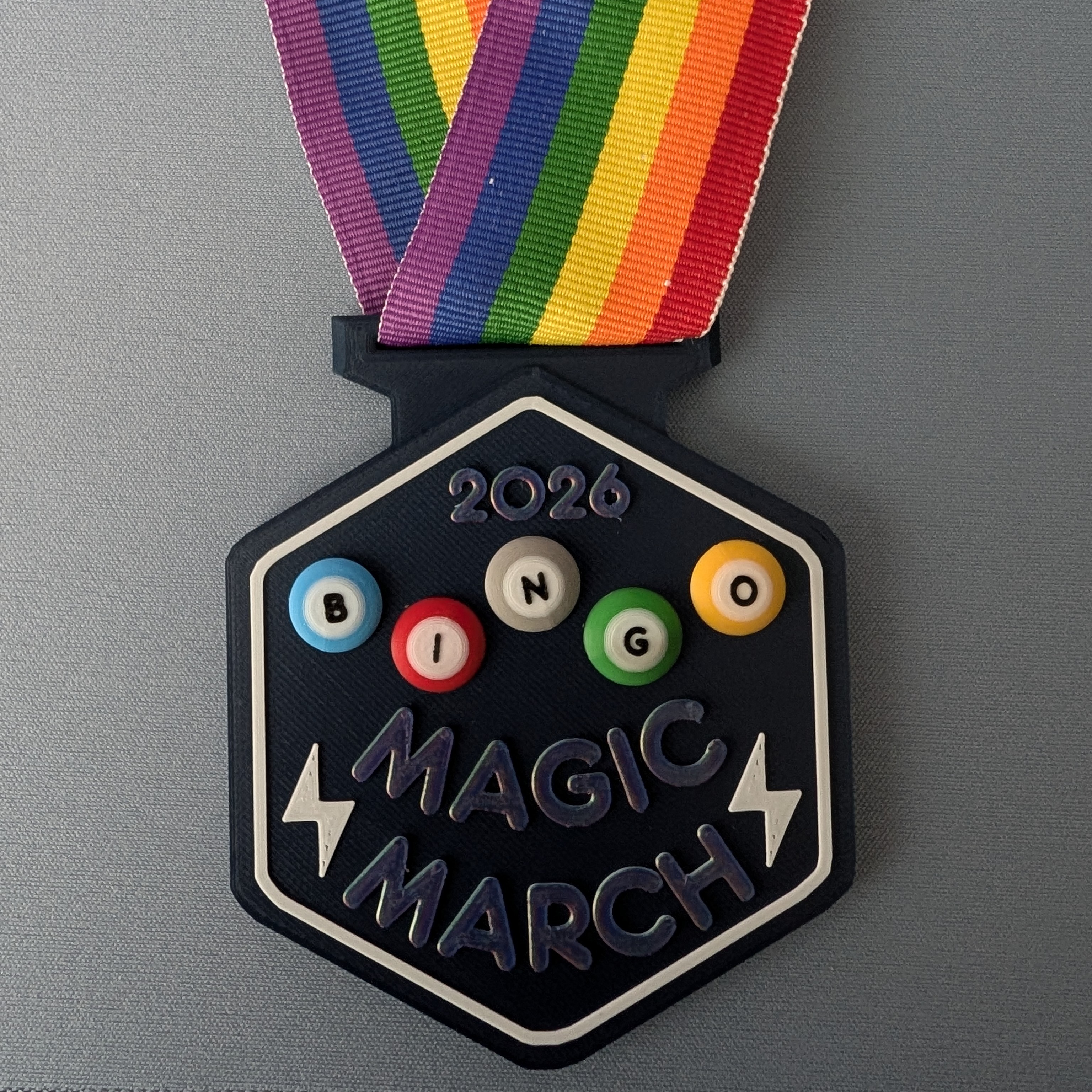 Fitness challenge medals.
